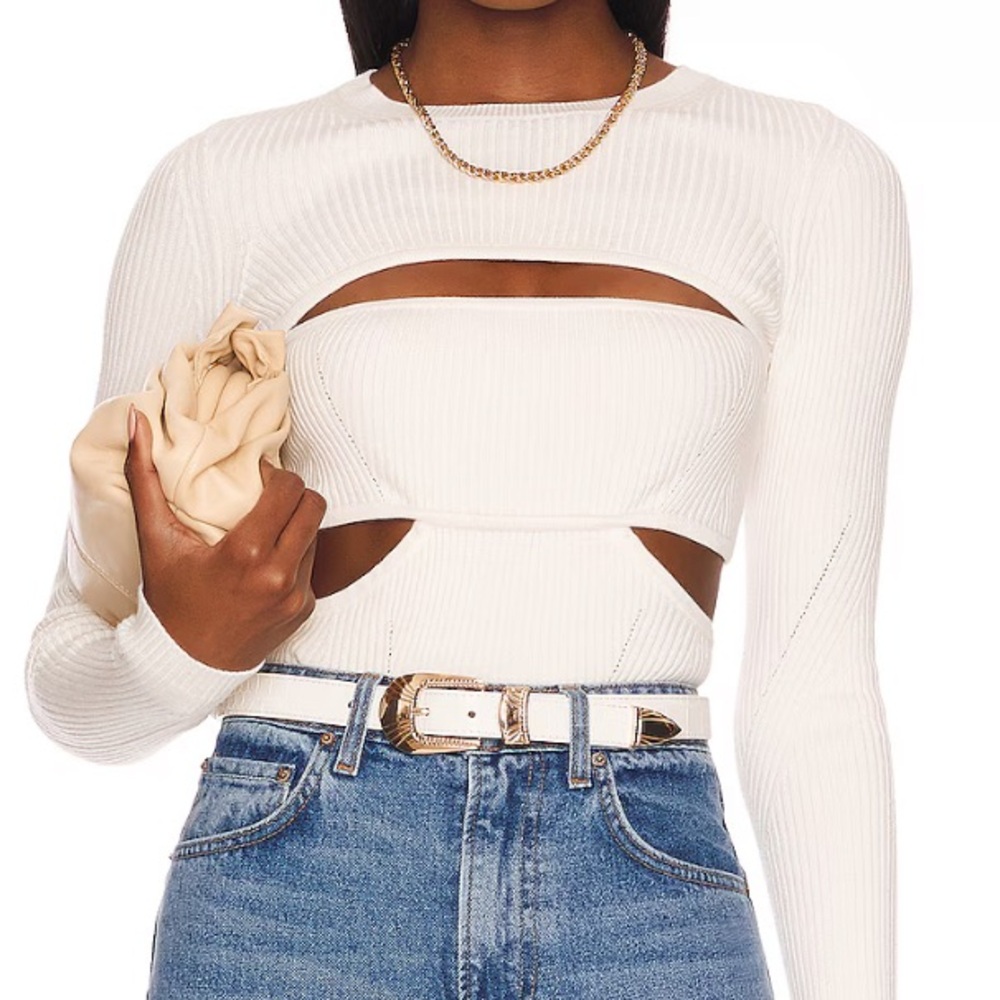 GRLFRND Kasia L/S Bandeau Sweater in Chalk
